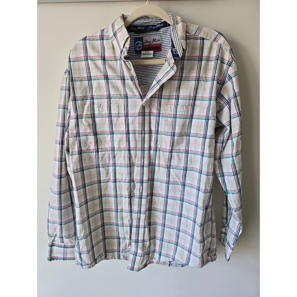 Wrangler George Strait Cowboy Cut Mens Medium Plaid Button Down Shirt MGST016